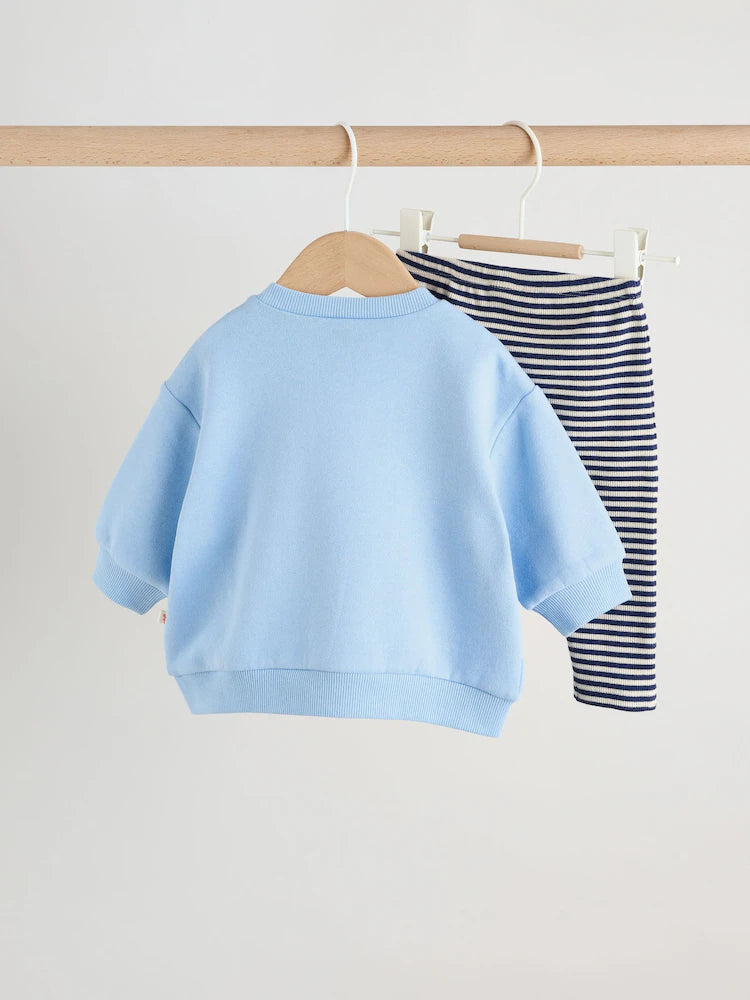 |BabyBoy| Conjunto De Moletom e Leggings Azul Com Estampa Náutica Para Bebês (0 meses a 3 anos)