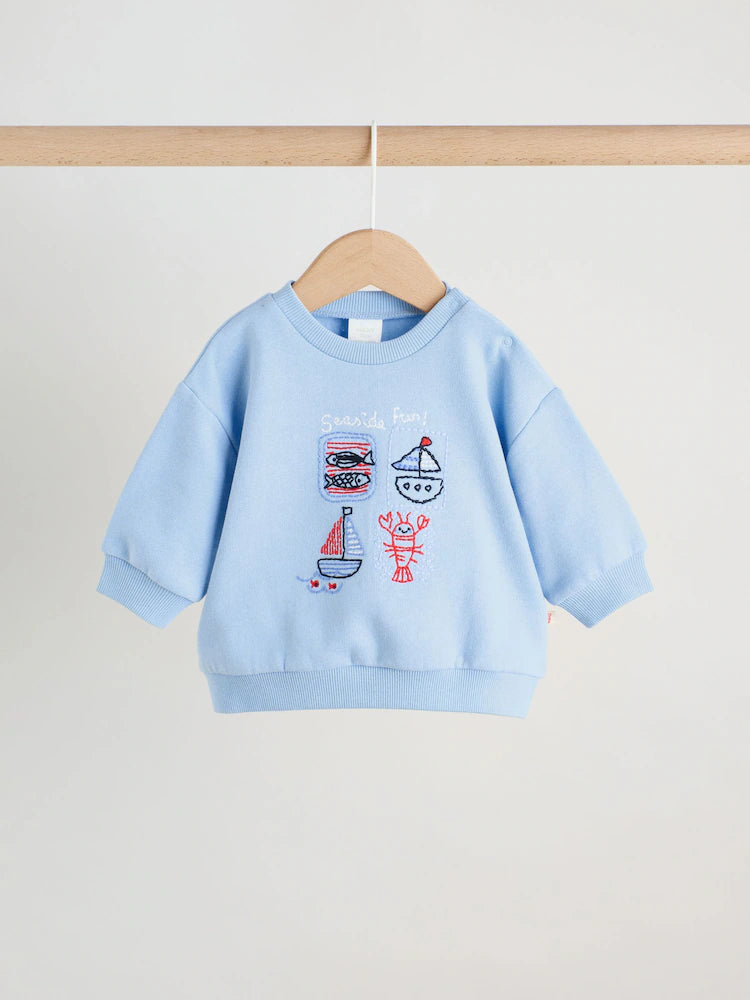 |BabyBoy| Conjunto De Moletom e Leggings Azul Com Estampa Náutica Para Bebês (0 meses a 3 anos)
