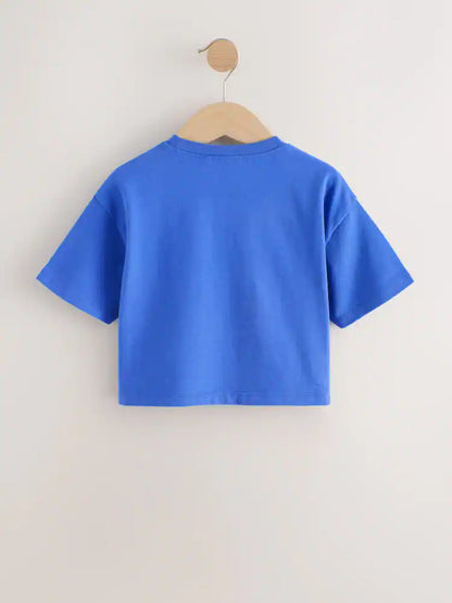 |Girl| Camiseta Azul De Manga Curta (3 meses a 7 anos)