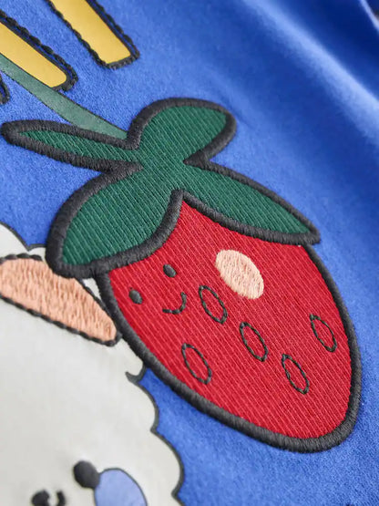 |Girl| Camiseta Azul De Manga Curta (3 meses a 7 anos)