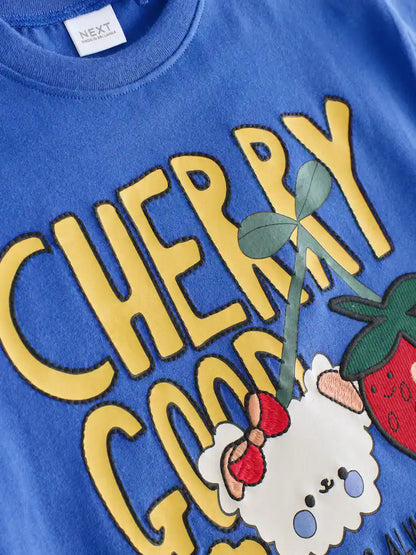 |Girl| Camiseta Azul De Manga Curta (3 meses a 7 anos)