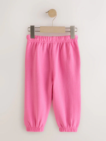 |Girl| Conjunto De 3 Calças De Moletom Nas Cores Rosa, Lilás e Bege (3 meses a 7 anos)