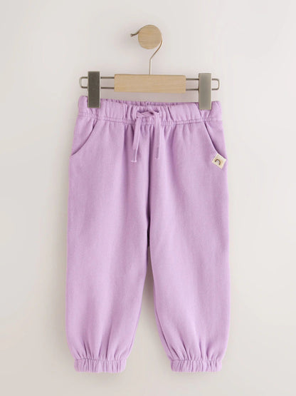 |Girl| Conjunto De 3 Calças De Moletom Nas Cores Rosa, Lilás e Bege (3 meses a 7 anos)