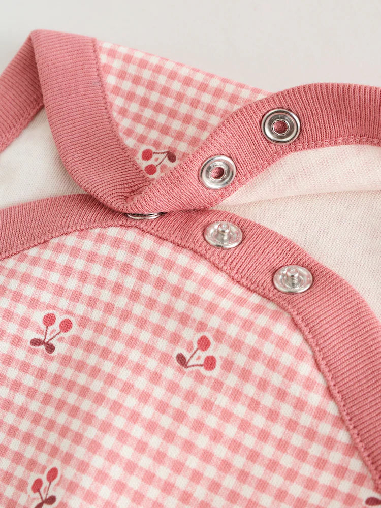 |BabyGirl| Conjunto Com 5 Bodies Rosa De Manga Curta Para Bebês.