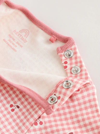 |BabyGirl| Conjunto Com 5 Bodies Rosa De Manga Curta Para Bebês.