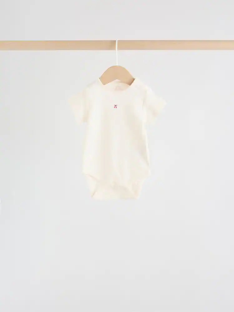 |BabyGirl| Conjunto Com 5 Bodies Rosa De Manga Curta Para Bebês.