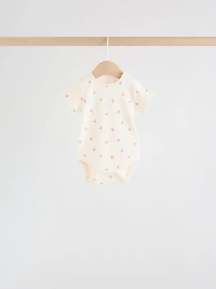 |BabyGirl| Conjunto Com 5 Bodies Rosa De Manga Curta Para Bebês.