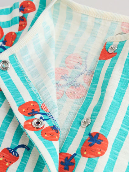 |BabyBoy| Conjunto Com 4 Macacões De Bebê Em Malha Com Estampa De Tomate