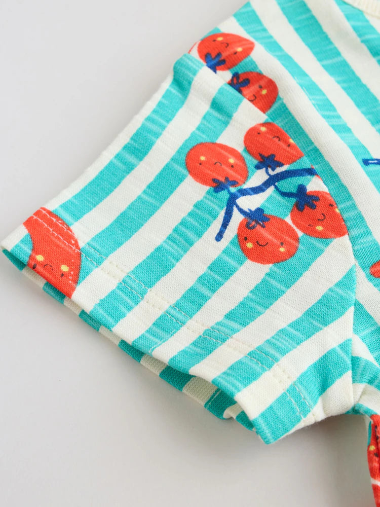 |BabyBoy| Conjunto Com 4 Macacões De Bebê Em Malha Com Estampa De Tomate