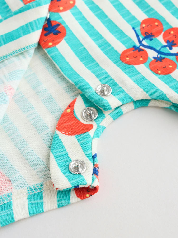 |BabyBoy| Conjunto Com 4 Macacões De Bebê Em Malha Com Estampa De Tomate