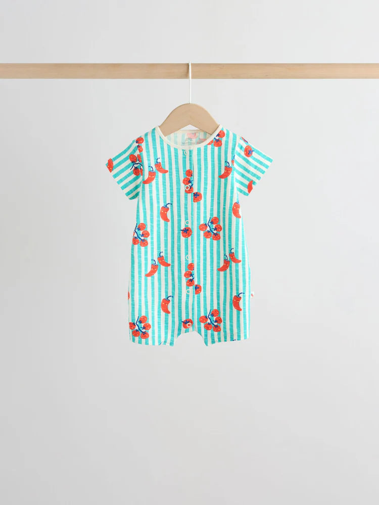 |BabyBoy| Conjunto Com 4 Macacões De Bebê Em Malha Com Estampa De Tomate