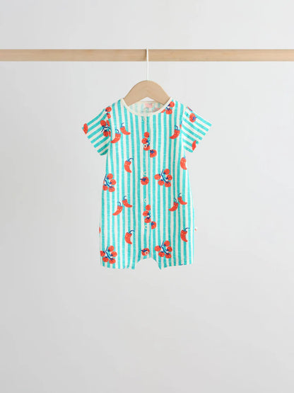 |BabyBoy| Conjunto Com 4 Macacões De Bebê Em Malha Com Estampa De Tomate