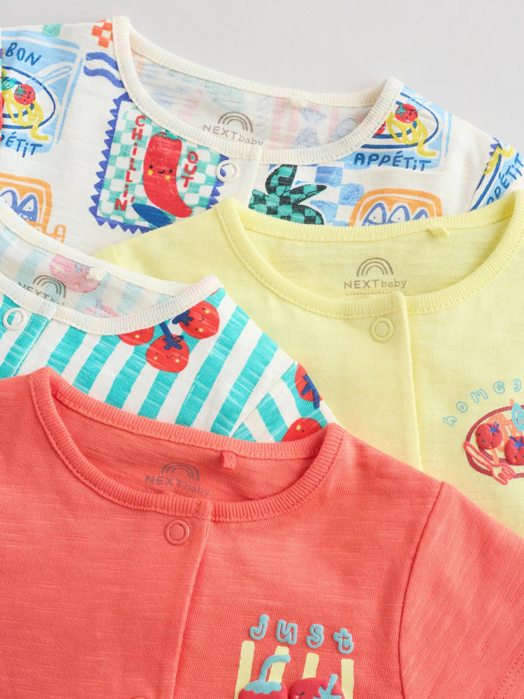 |BabyBoy| Conjunto Com 4 Macacões De Bebê Em Malha Com Estampa De Tomate