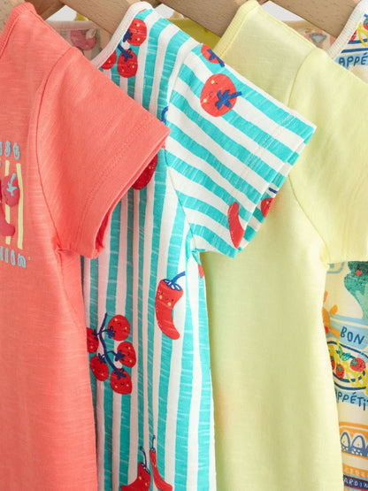 |BabyBoy| Conjunto Com 4 Macacões De Bebê Em Malha Com Estampa De Tomate