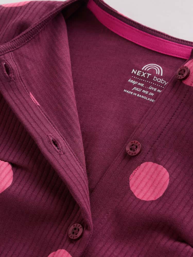 |BabyGirl| Conjunto Com 3 Macacões De Bebê Rosa Com Bolinhas e Botões