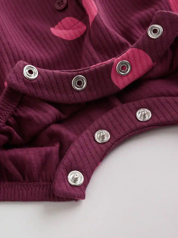 |BabyGirl| Conjunto Com 3 Macacões De Bebê Rosa Com Bolinhas e Botões