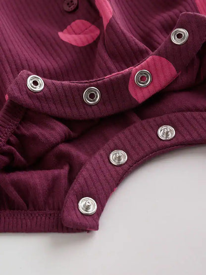 |BabyGirl| Conjunto Com 3 Macacões De Bebê Rosa Com Bolinhas e Botões