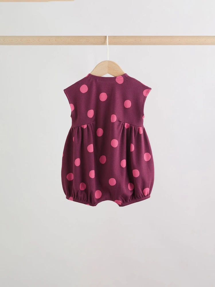 |BabyGirl| Conjunto Com 3 Macacões De Bebê Rosa Com Bolinhas e Botões