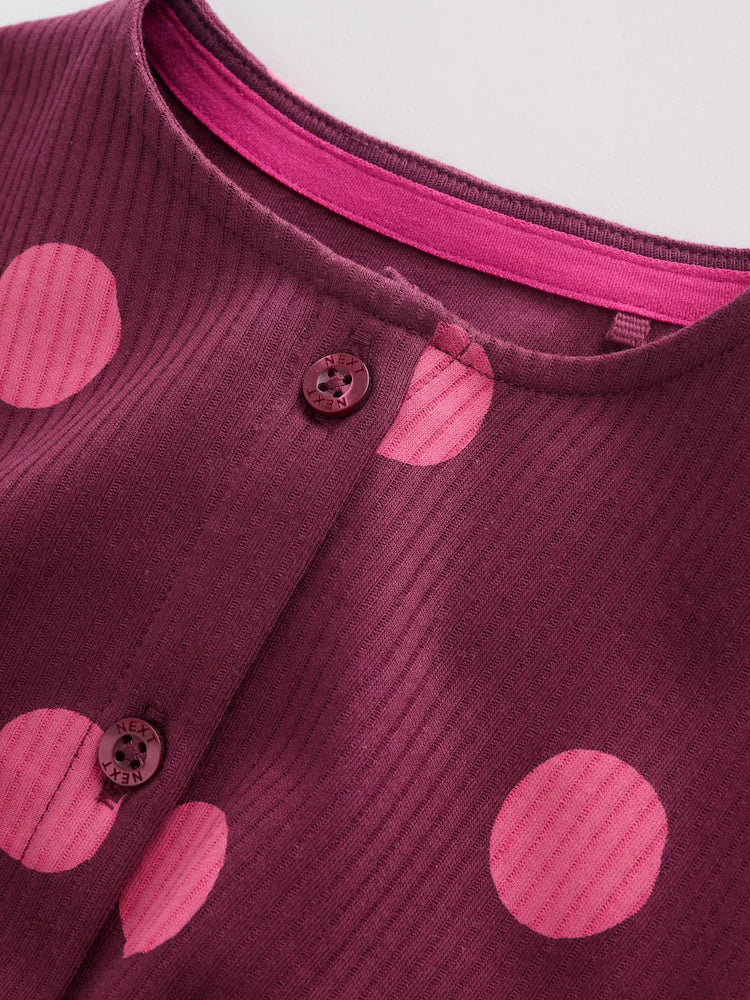 |BabyGirl| Conjunto Com 3 Macacões De Bebê Rosa Com Bolinhas e Botões