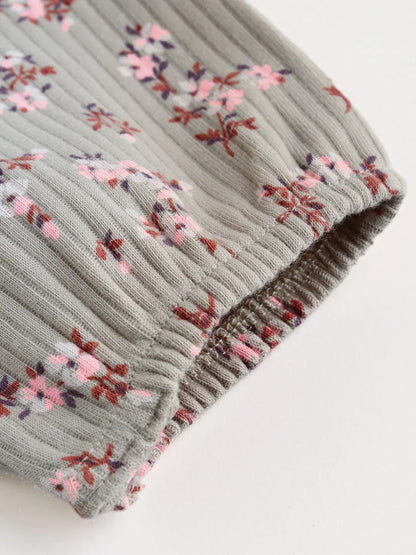 |BabyGirl| Conjunto De 4 Macacões De Bebê Em Malha Jersey Com Estampa Floral Neutra.