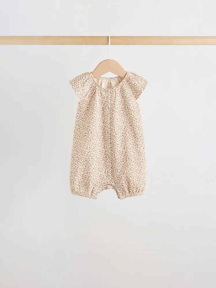 |BabyGirl| Conjunto De 4 Macacões De Bebê Em Malha Jersey Com Estampa Floral Neutra.