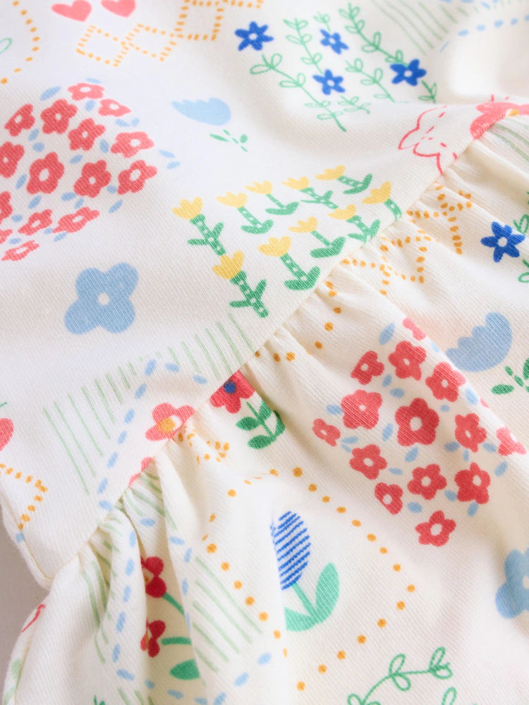 |BabyGirl| Conjunto Com 3 Macacões De Bebê Em Malha Com Bordado Vermelho e Branco