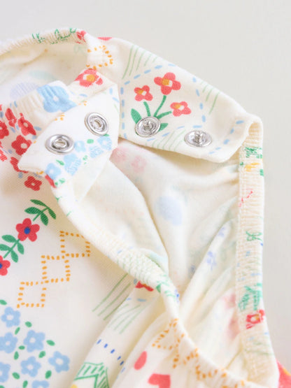 |BabyGirl| Conjunto Com 3 Macacões De Bebê Em Malha Com Bordado Vermelho e Branco