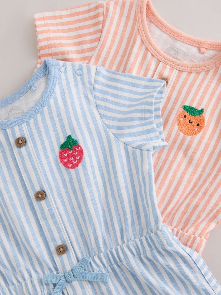 |BabyBoy| Conjunto Com 2 Macacões Esportivos Listrados Em Azul e Laranja