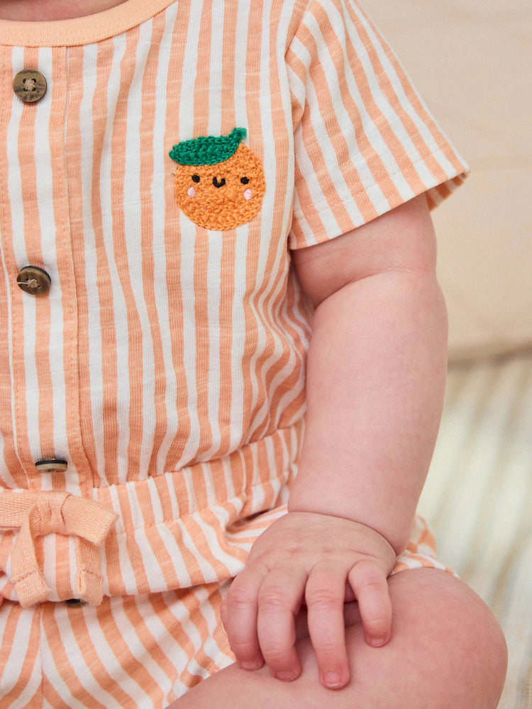 |BabyBoy| Conjunto Com 2 Macacões Esportivos Listrados Em Azul e Laranja
