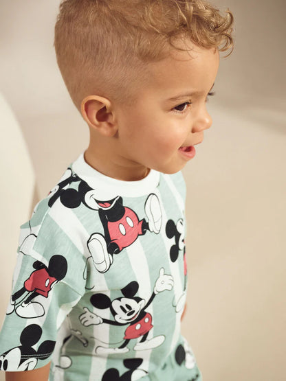 |Boy| Conjunto De Camiseta e Shorts Verde-Sálvia Do Mickey Mouse (3 meses a 8 anos)
