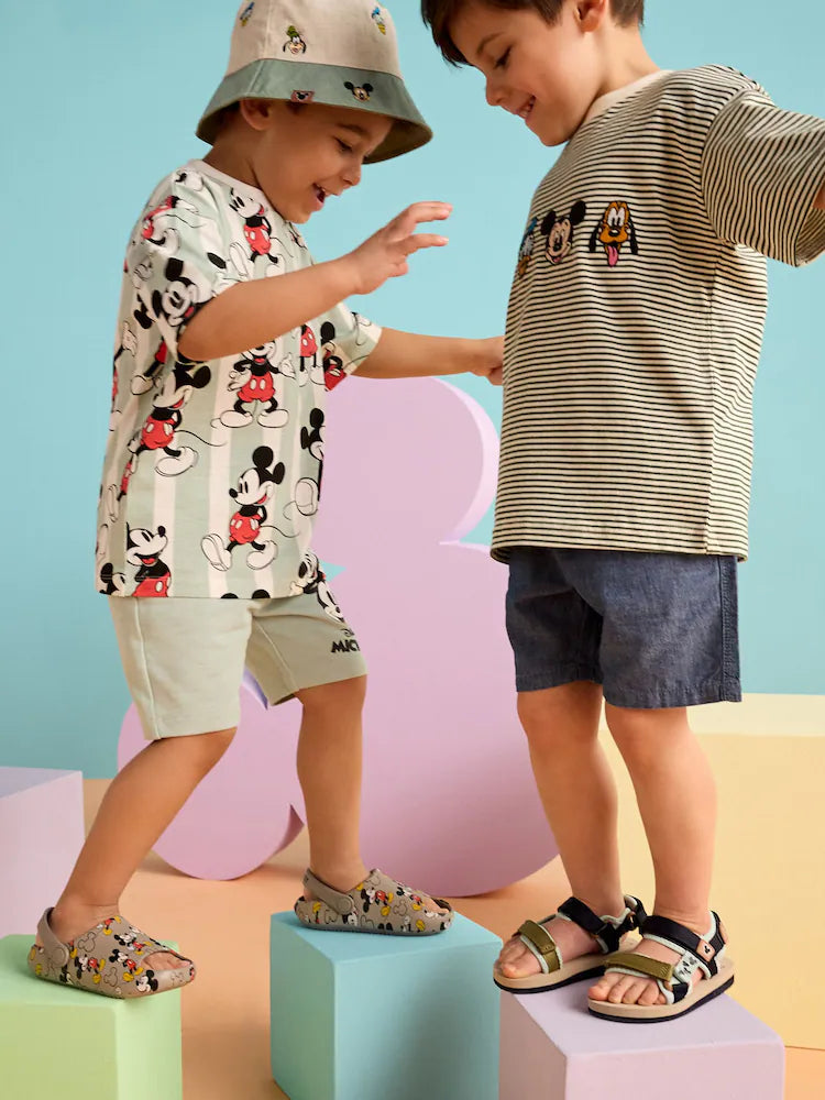 |Boy| Conjunto De Camiseta e Shorts Verde-Sálvia Do Mickey Mouse (3 meses a 8 anos)