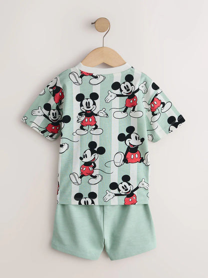 |Boy| Conjunto De Camiseta e Shorts Verde-Sálvia Do Mickey Mouse (3 meses a 8 anos)