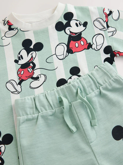 |Boy| Conjunto De Camiseta e Shorts Verde-Sálvia Do Mickey Mouse (3 meses a 8 anos)