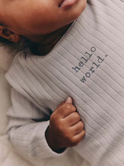 |BabyBoy| Conjunto Infantil "Hello World" Com Blusa e Calça Legging Cinza (0-18 meses)