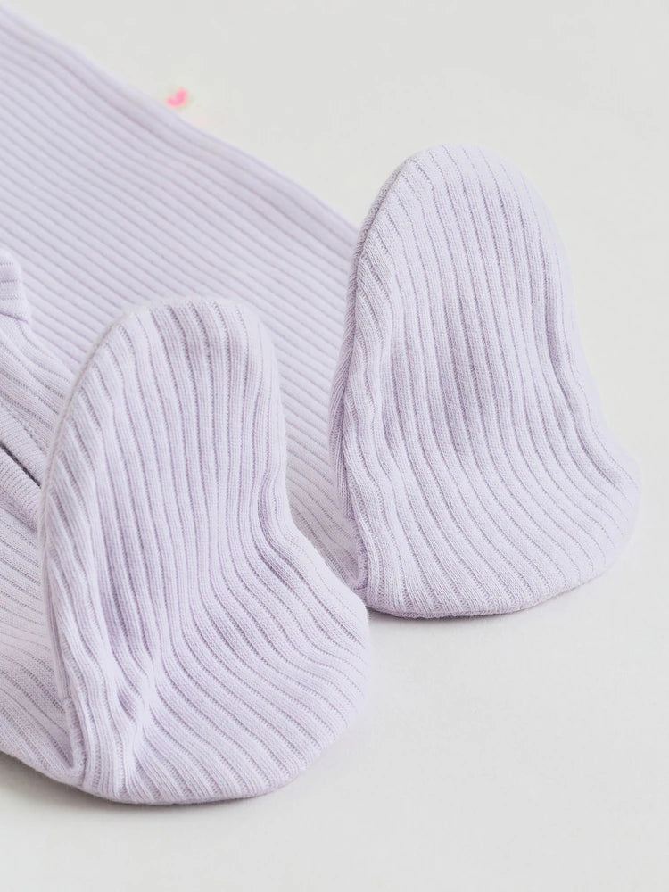 |BabyGirl| Kit com 3 Macacões de Bebê com Zíper Bidirecional – Coral/Roxo (0 meses a 2 anos)