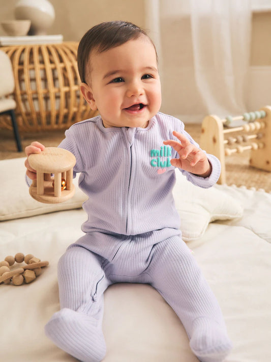 |BabyGirl| Kit com 3 Macacões de Bebê com Zíper Bidirecional – Coral/Roxo (0 meses a 2 anos)