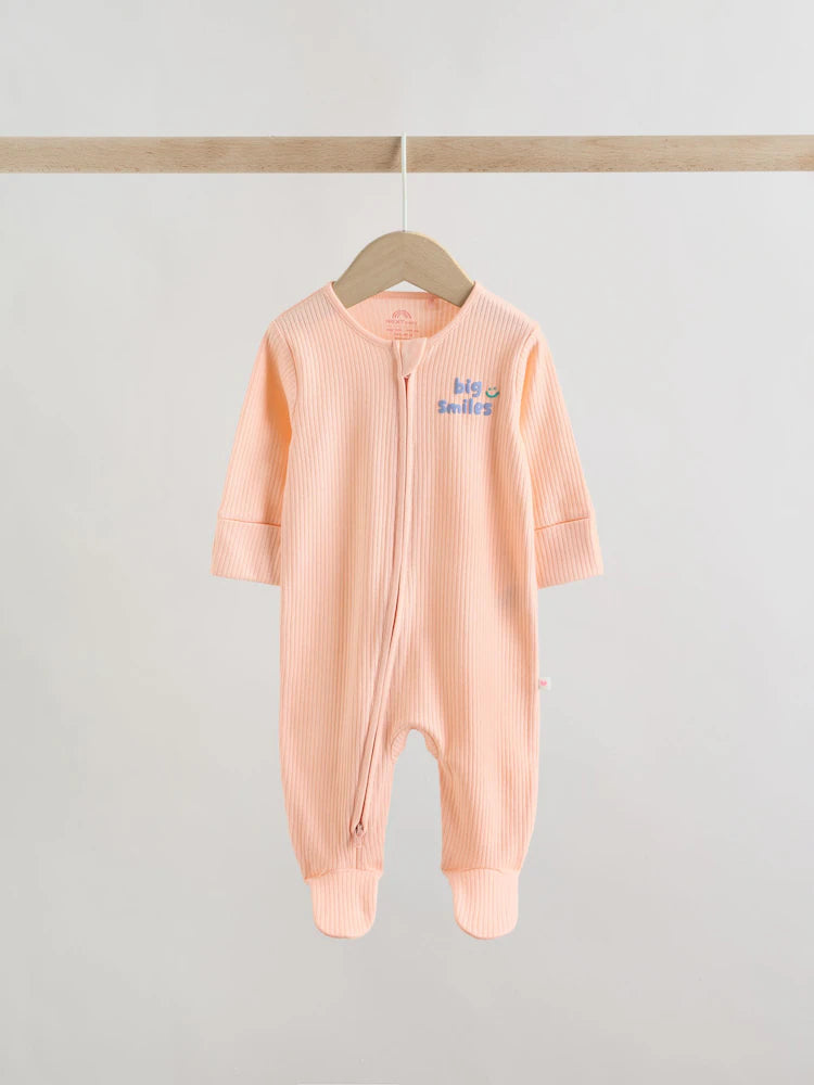 |BabyGirl| Kit com 3 Macacões de Bebê com Zíper Bidirecional – Coral/Roxo (0 meses a 2 anos)