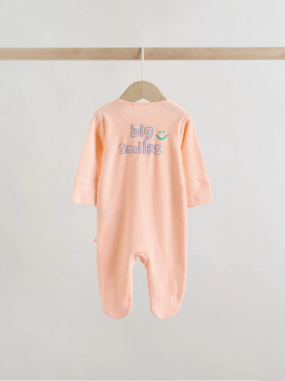 |BabyGirl| Kit com 3 Macacões de Bebê com Zíper Bidirecional – Coral/Roxo (0 meses a 2 anos)