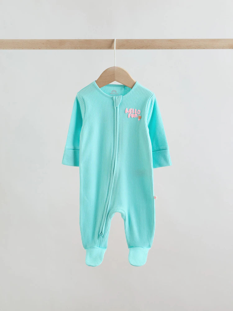 |BabyGirl| Kit com 3 Macacões de Bebê com Zíper Bidirecional – Coral/Roxo (0 meses a 2 anos)