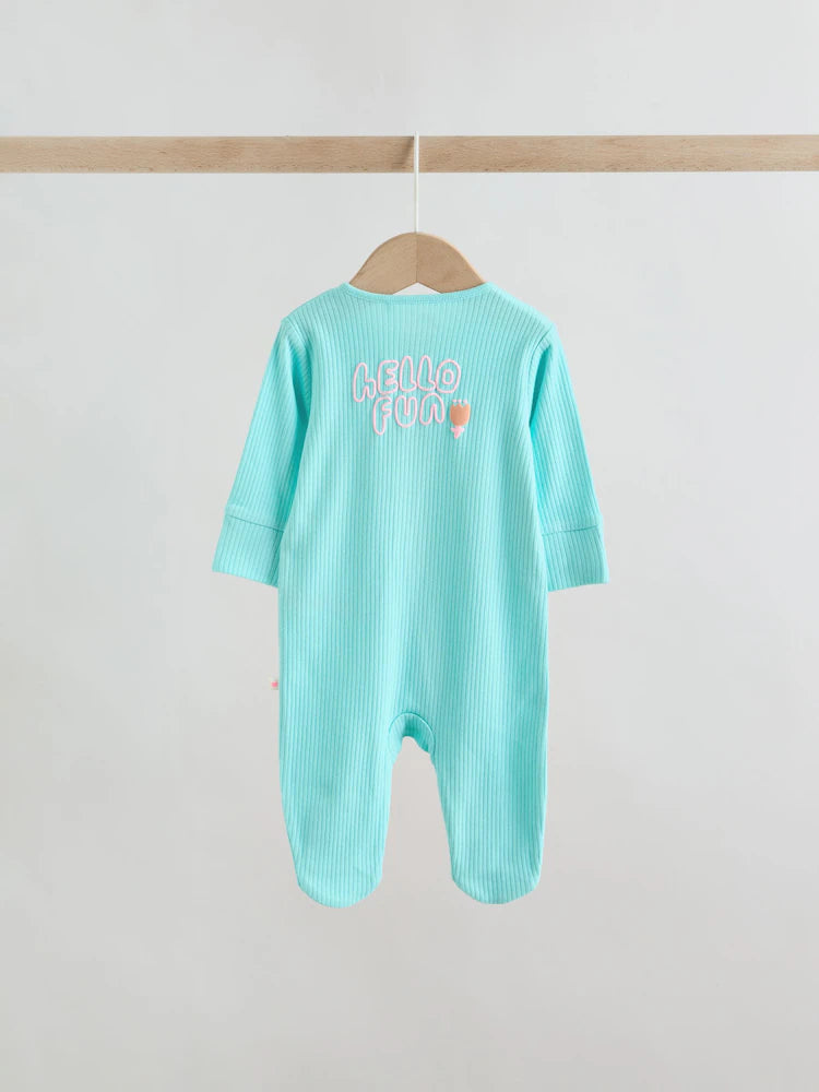 |BabyGirl| Kit com 3 Macacões de Bebê com Zíper Bidirecional – Coral/Roxo (0 meses a 2 anos)