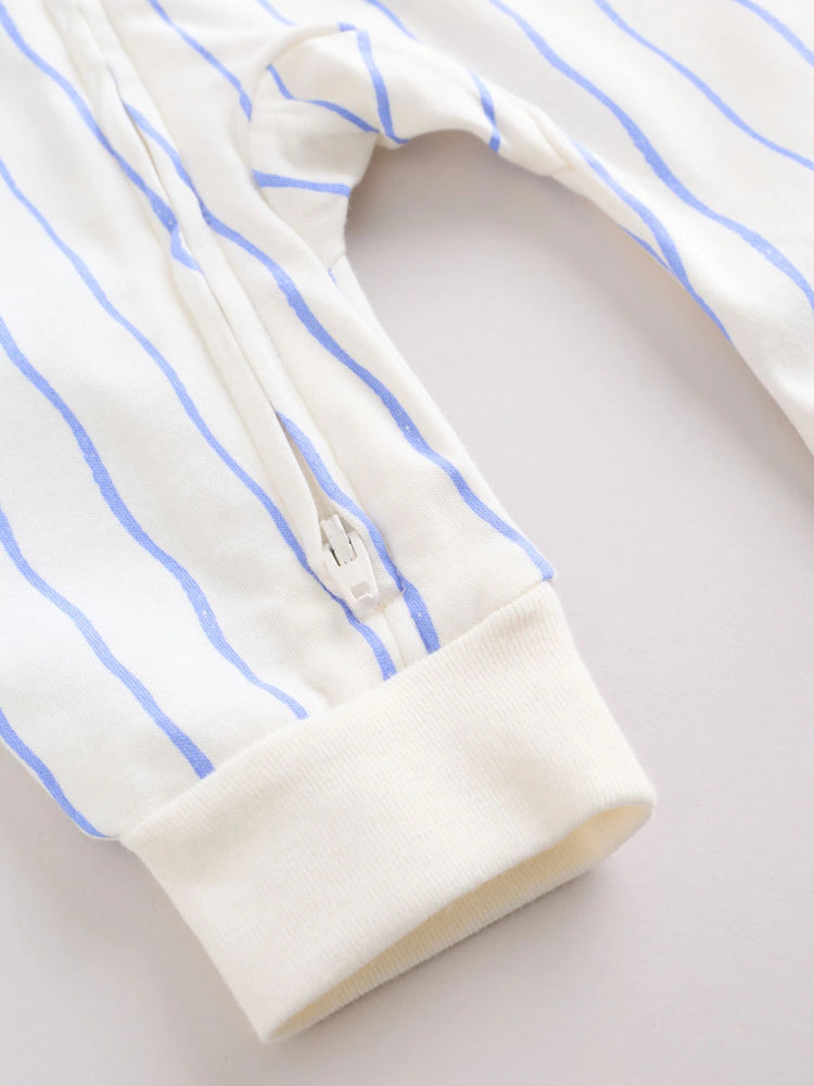 |BabyGirl| Conjunto De 3 Macacões De Dormir Azuis Com Zíper Duplo Para Bebês (0 meses a 3 anos)