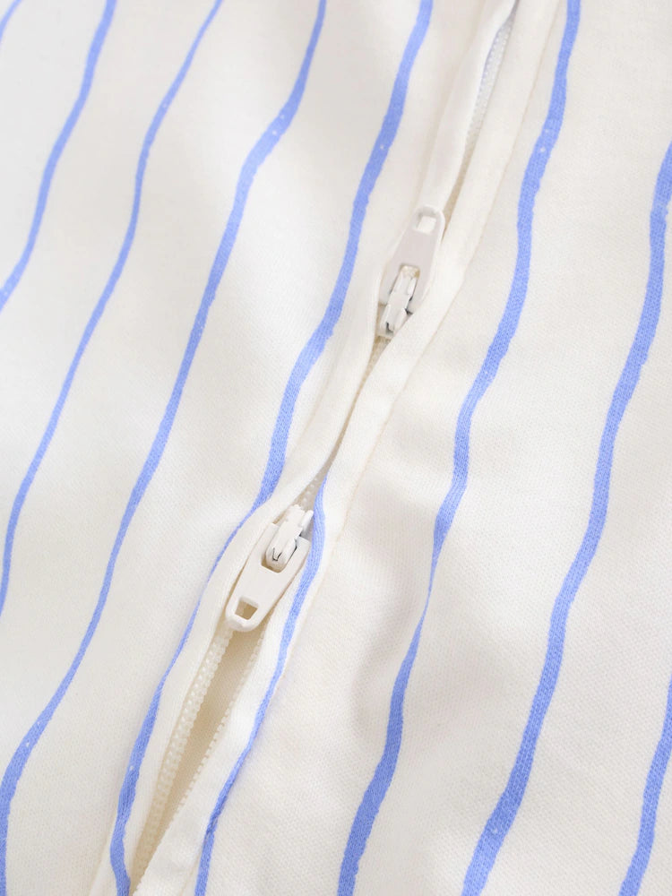 |BabyGirl| Conjunto De 3 Macacões De Dormir Azuis Com Zíper Duplo Para Bebês (0 meses a 3 anos)