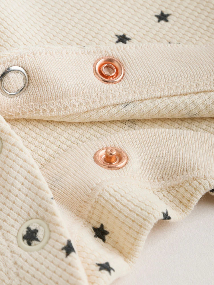 |BabyBoy| Conjunto De 3 Macacões De Dormir Monocromáticos Em Tecido Waffle Para Bebês (0 meses a 3 anos)
