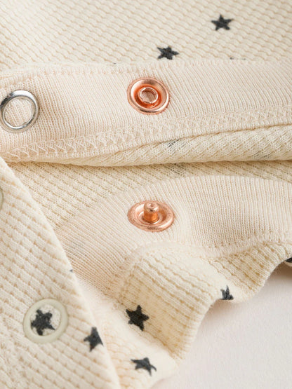 |BabyBoy| Conjunto De 3 Macacões De Dormir Monocromáticos Em Tecido Waffle Para Bebês (0 meses a 3 anos)