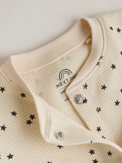 |BabyBoy| Conjunto De 3 Macacões De Dormir Monocromáticos Em Tecido Waffle Para Bebês (0 meses a 3 anos)