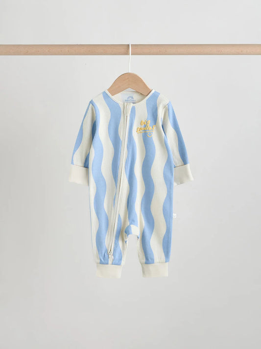 |BabyBoy| Conjunto De 3 Macacões Para Bebês Com Zíper Duplo Nas Cores Amarelo e Azul (0 meses a 3 anos)