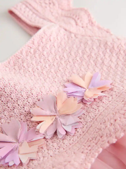 |Girl| Blusa De Manga Comprida Canelada Rosa Estilo Bailarina (3 meses a 7 anos)