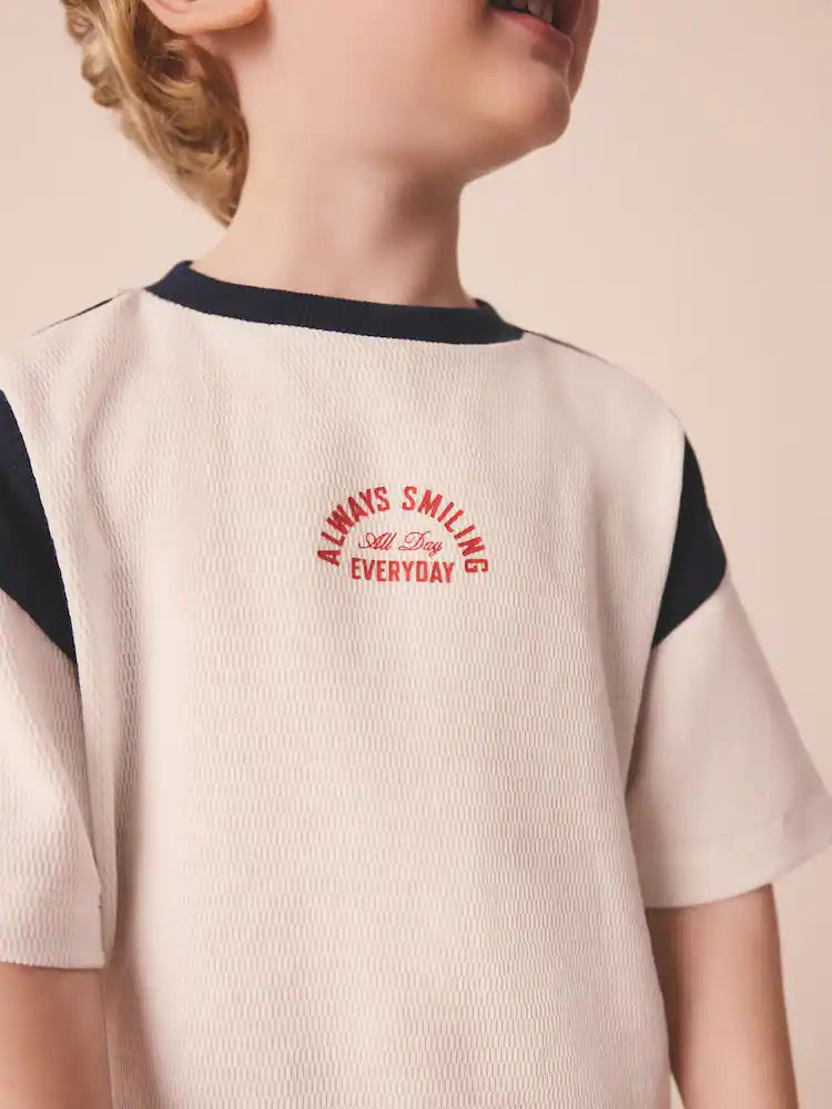 |Boy| Conjunto Esportivo Azul-Marinho/Branco De Camiseta De Manga Curta e Shorts (3 meses a 7 anos)