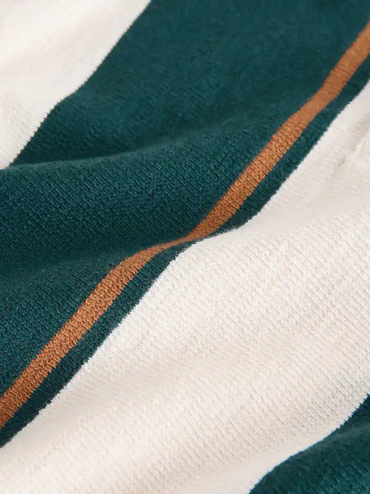 |Boy| Conjunto De Polo De Manga Curta e Shorts Listrados Em Verde/Cru (3 meses a 7 anos)