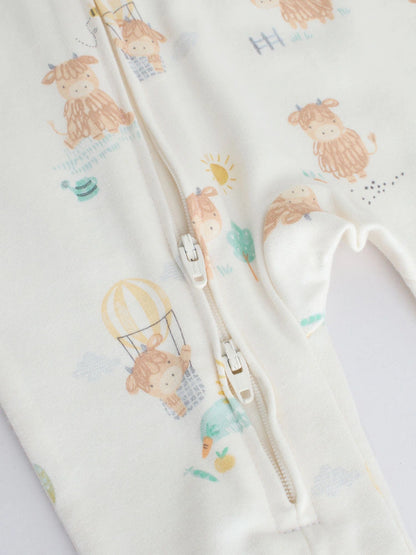|BabyBoy| Conjunto De 3 Macacões De Dormir Para Bebês Hamish, Cor Creme, Com Zíper Duplo (0 meses a 3 anos)